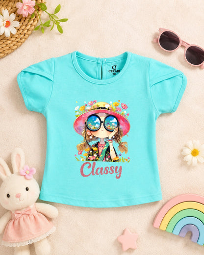 Classy Aqua Blue Cotton T-Shirt & Shorts Set