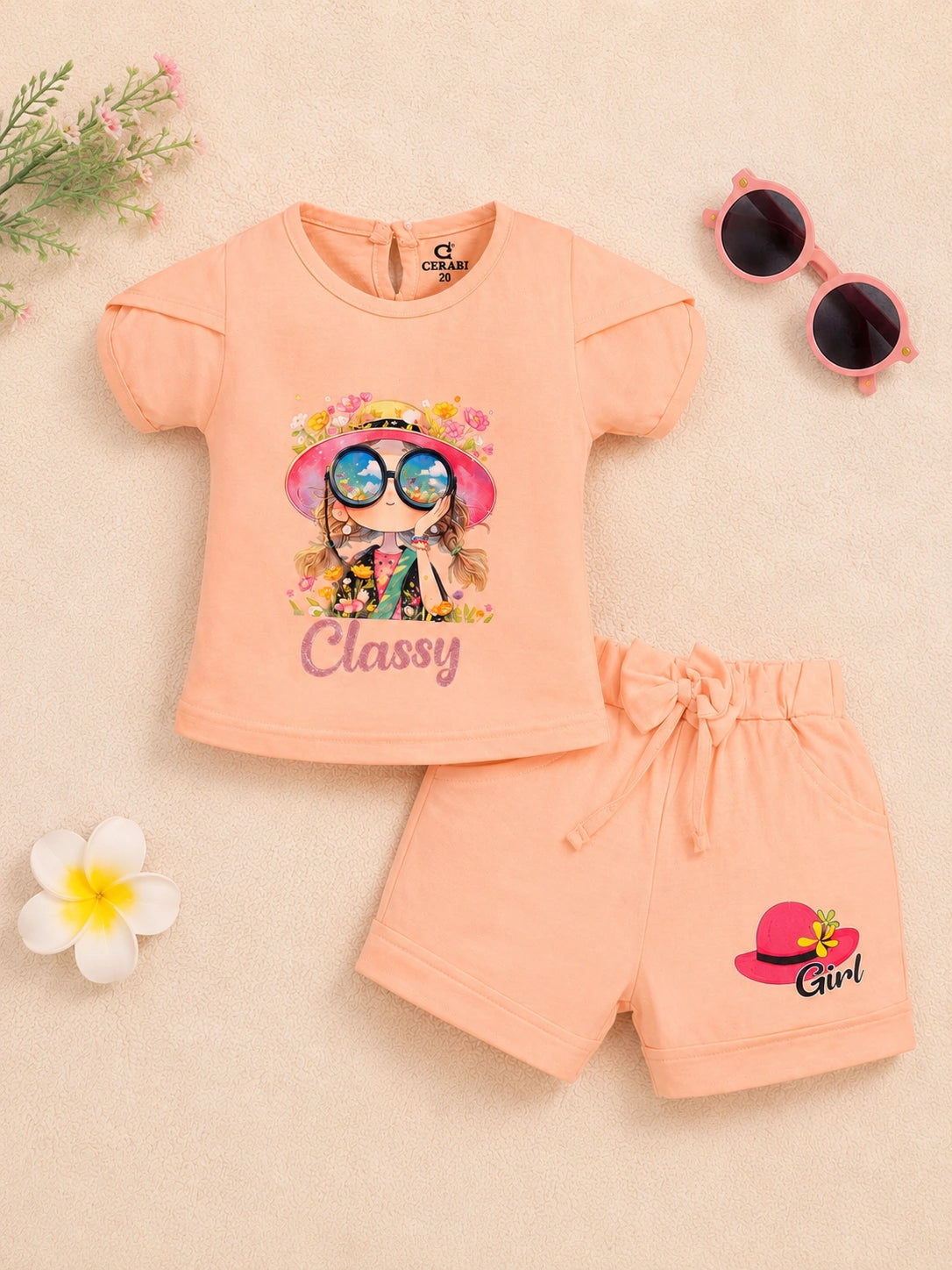 Classy Aqua Blue Cotton T-Shirt & Shorts Set