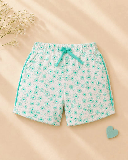 Beautiful Girl Aqua Blue T-Shirt & Floral Shorts Set