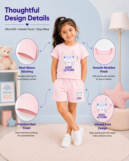 Magic Caticorn Pink T-Shirt & Shorts Set