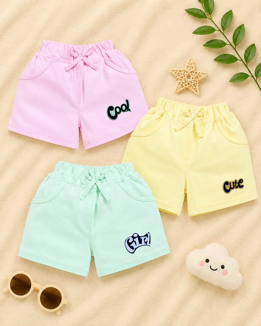 Cool & Cute Pastel Cotton Shorts – Pack of 3