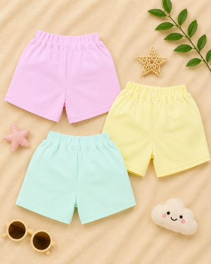 Cool & Cute Pastel Cotton Shorts – Pack of 3