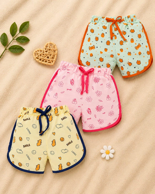 Fun Printed Cotton Shorts – Pack of 3