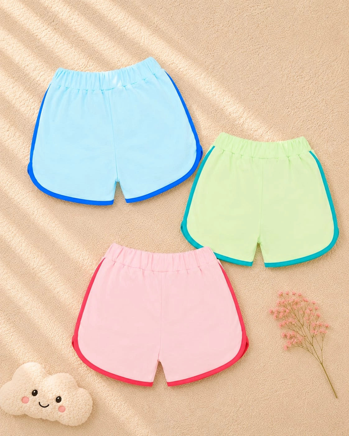 Dreams & Happiness Cotton Shorts – Pack of 3