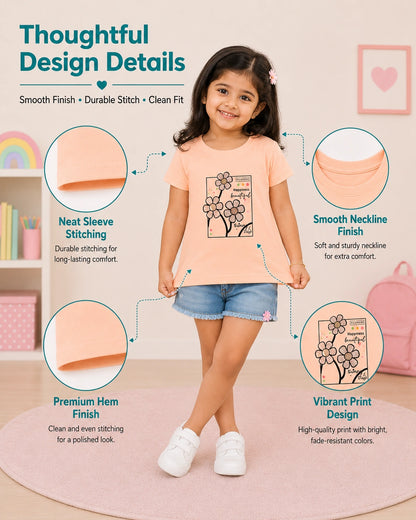 Happiness Floral Yellow Cotton T-Shirt