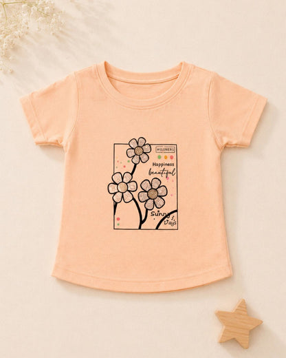 Happiness Floral Yellow Cotton T-Shirt