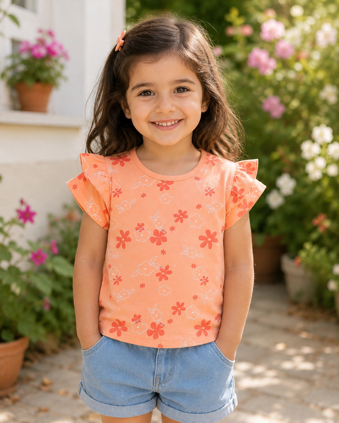 Pretty Prints Girls’ Cotton T-Shirt – Pack of 3
