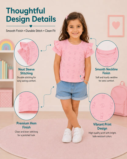 Pretty Prints Girls’ Cotton T-Shirt – Pack of 3
