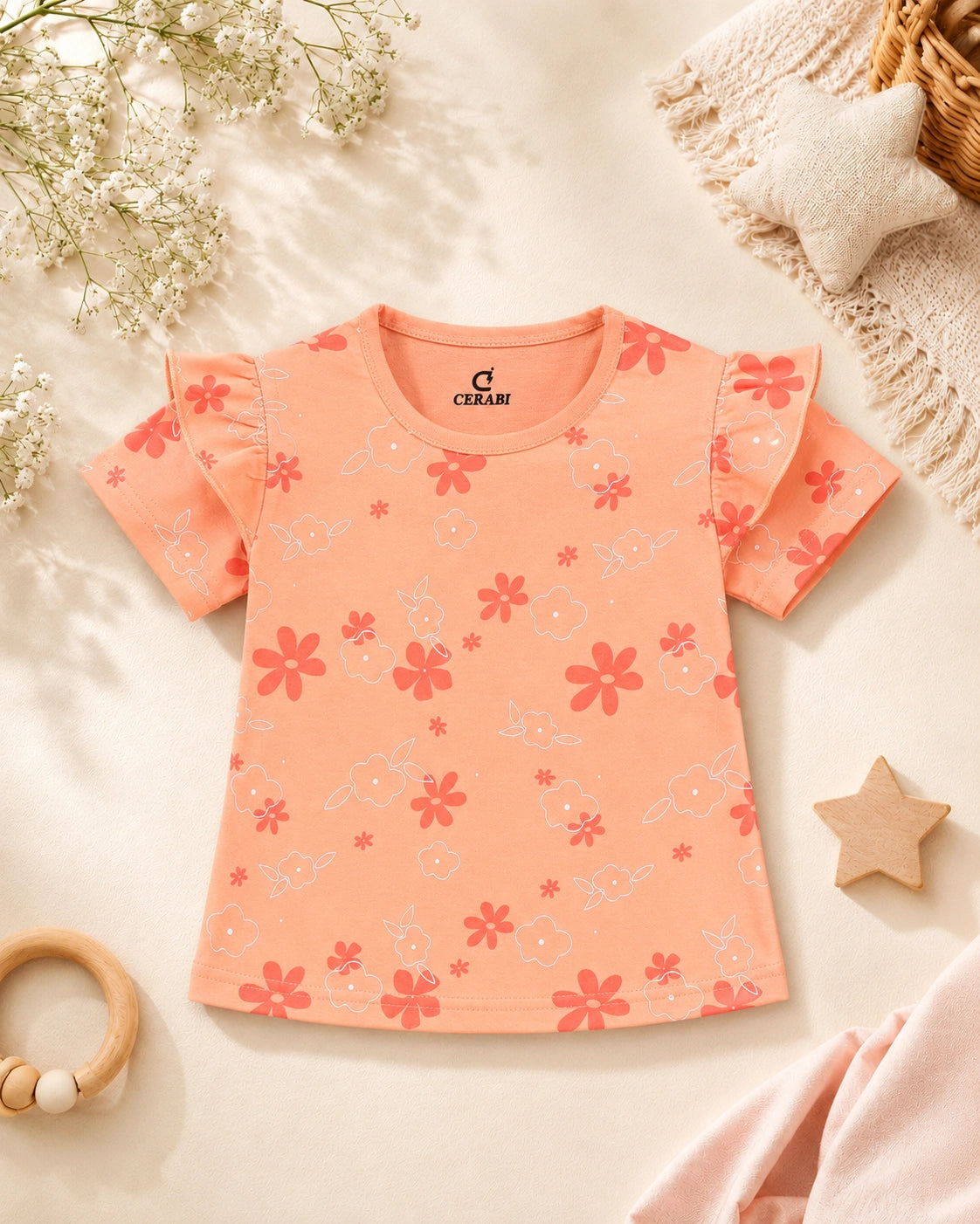 Pretty Prints Girls’ Cotton T-Shirt – Pack of 3