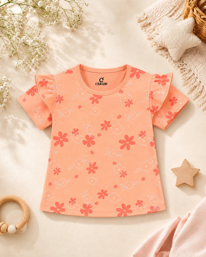 Pretty Prints Girls’ Cotton T-Shirt – Pack of 3