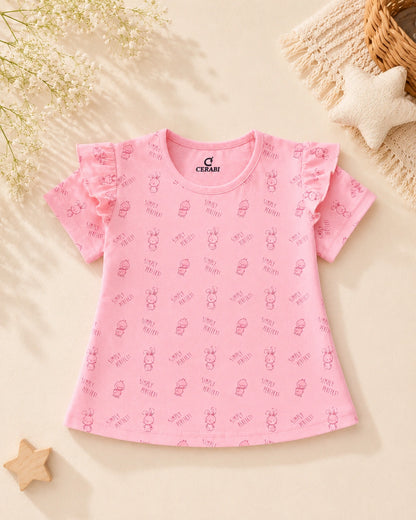 Pretty Prints Girls’ Cotton T-Shirt – Pack of 3