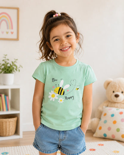 Happy Little Moments Girls’ Cotton T-Shirt – Pack of 3